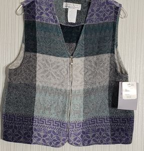 Portraits by Northern Isles Petites Wool Blend Zippered Vest, Sz PM